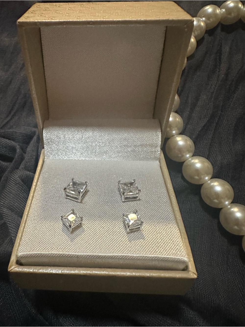 Sterling Silver Cubic Zirconia Stud Earrings - Clear